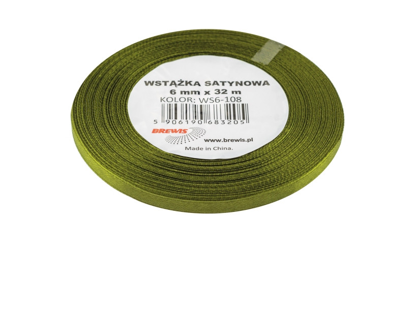 Wstążka satynowa 6mmx32m zielona 3 Brewis